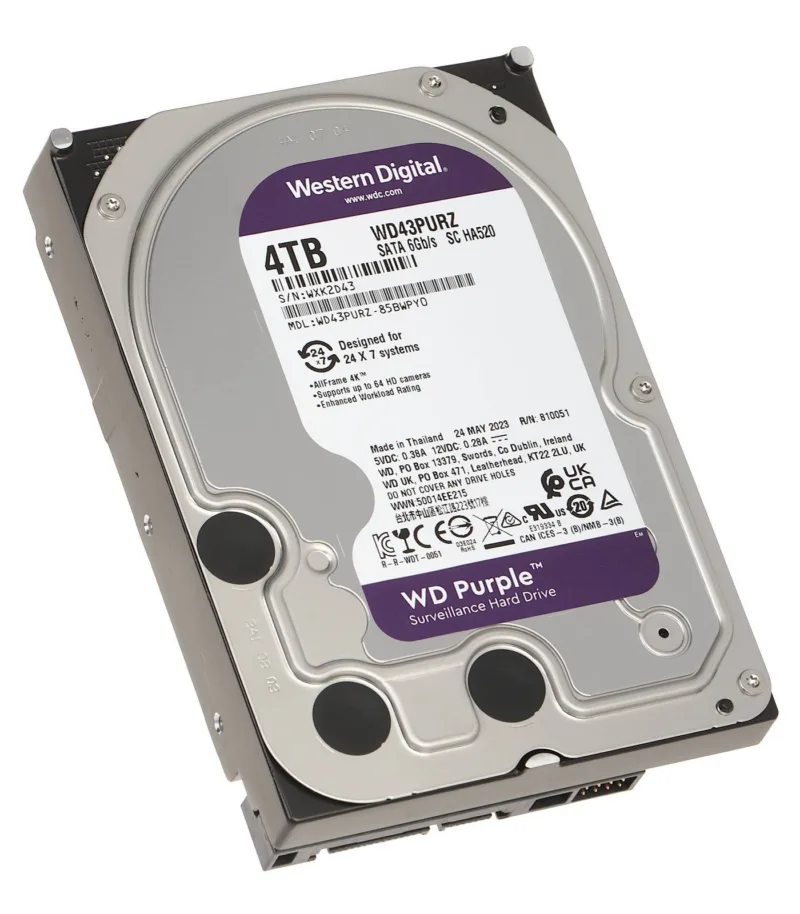 JJ Info - HDD WD Purple 4 TB para Segurança / Vigilância / DVR - WD43PURZ