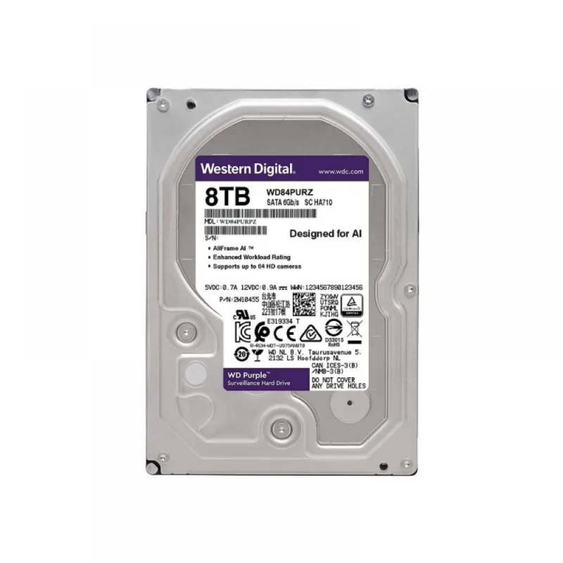 JJ Info - HDD WD Purple 8 TB para segurança / vigilância / DVR - WD84PURZ